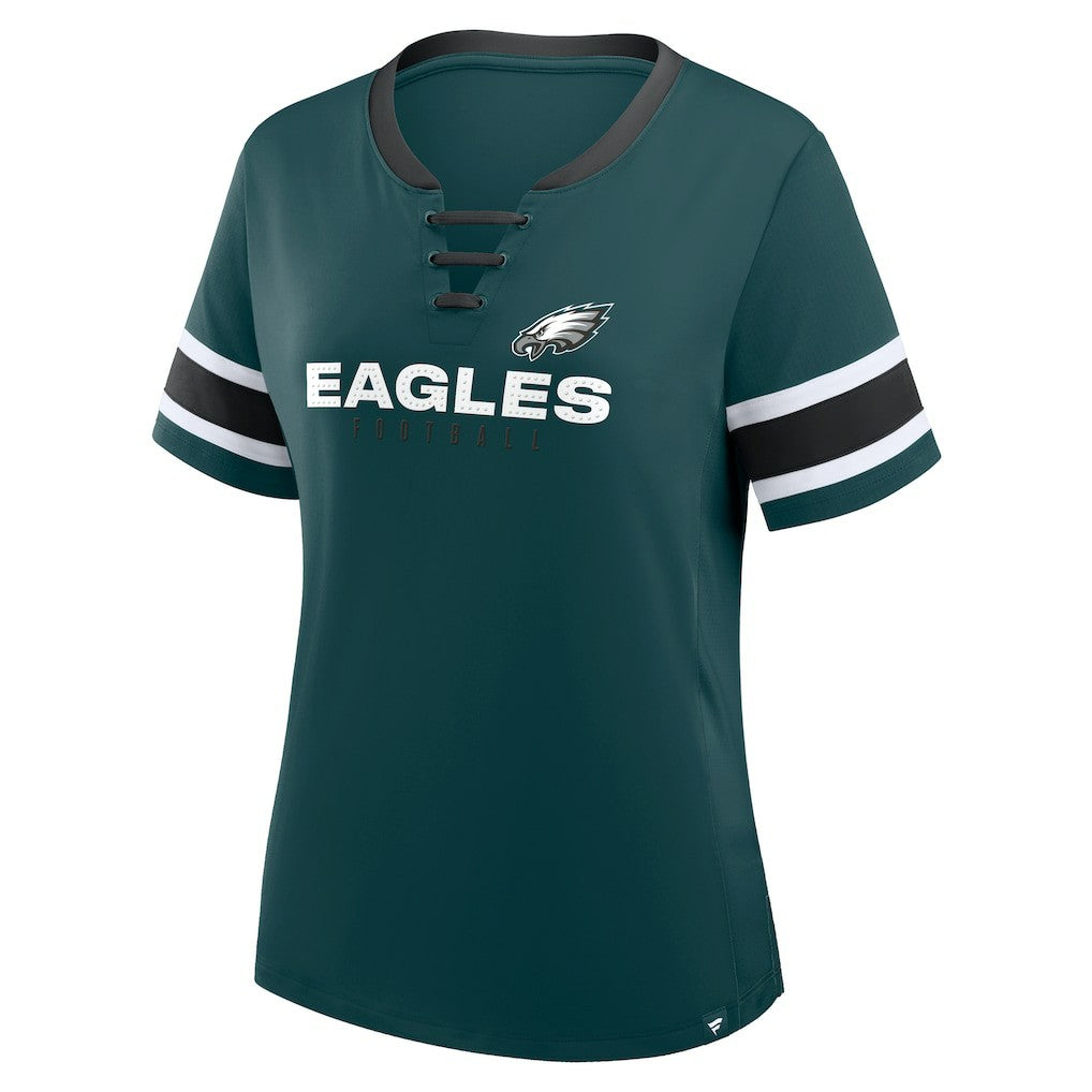 Women's Plus Size Red Zone Athena Lace-Up V-Notch Neck T-Shirt - Philadelphia Eagles