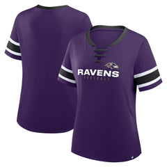 Women's Plus Size Red Zone Athena Lace-Up V-Notch Neck T-Shirt - Baltimore Ravens