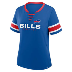 Women's Plus Size Red Zone Athena Lace-Up V-Notch Neck T-Shirt - Buffalo Bills