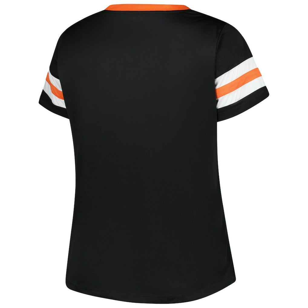 Women's Plus Size Red Zone Athena Lace-Up V-Notch Neck T-Shirt - Cincinnati Bengals
