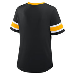 Women's Plus Size Red Zone Athena Lace-Up V-Notch Neck T-Shirt - Pittsburgh Steelers