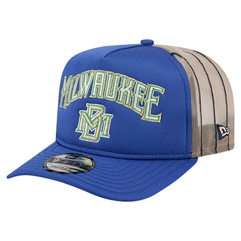 MLB Milwaukee Brewers New Era Vintage Arched Foam Front 9FIFTY A-Frame Adjustable Trucker Hat