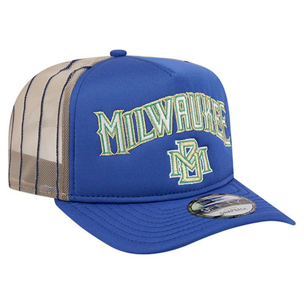MLB Milwaukee Brewers New Era Vintage Arched Foam Front 9FIFTY A-Frame Adjustable Trucker Hat