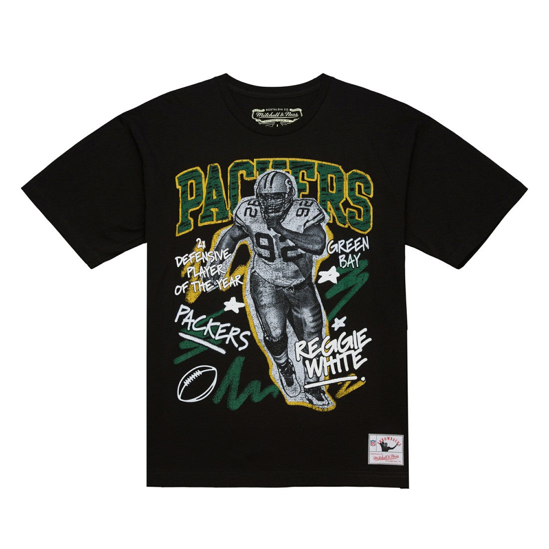 Reggie White  Chalked Up Player Graphic T-Shirt - Green Bay Packers