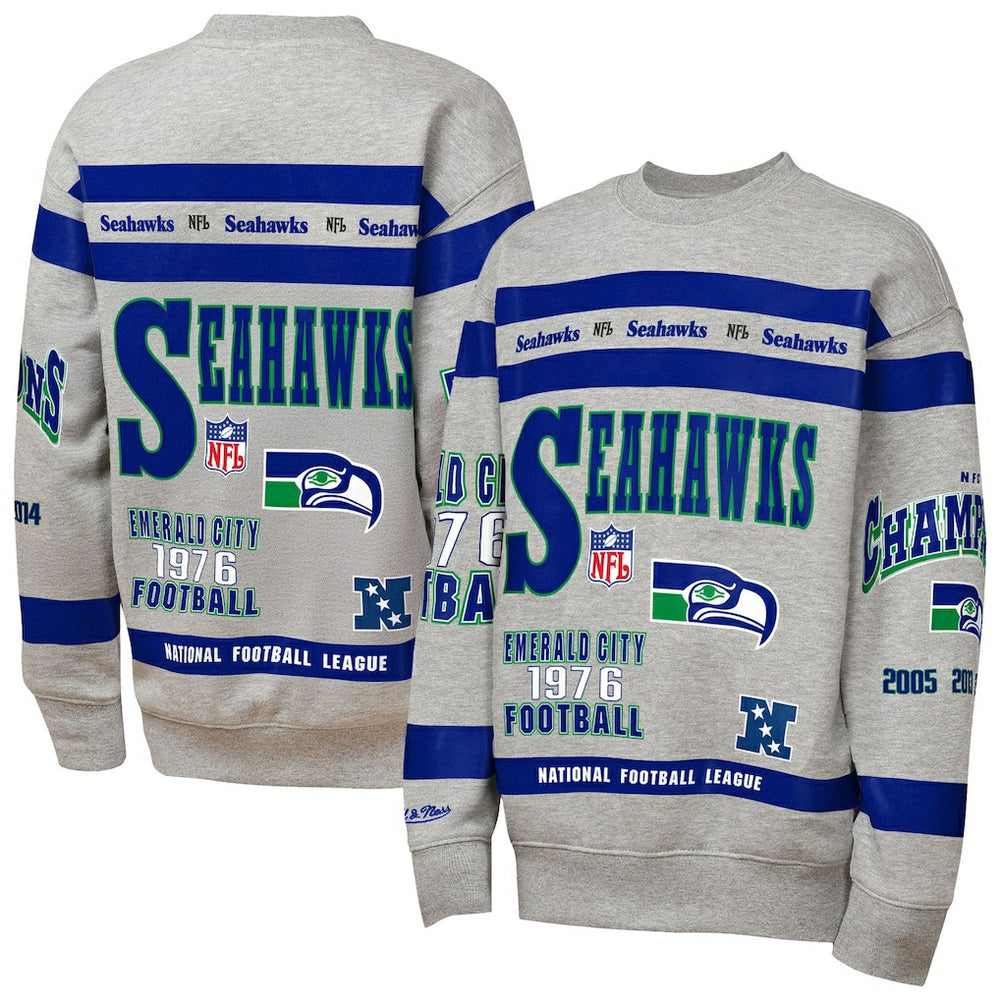 Youth Throwback All-Over Print Fleece Sweatshirt - Seattle Seahawks