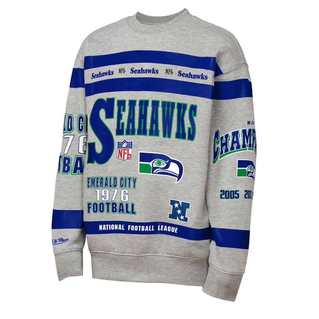 Youth Throwback All-Over Print Fleece Sweatshirt - Seattle Seahawks