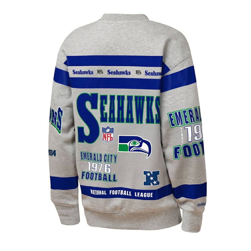Youth Throwback All-Over Print Fleece Sweatshirt - Seattle Seahawks