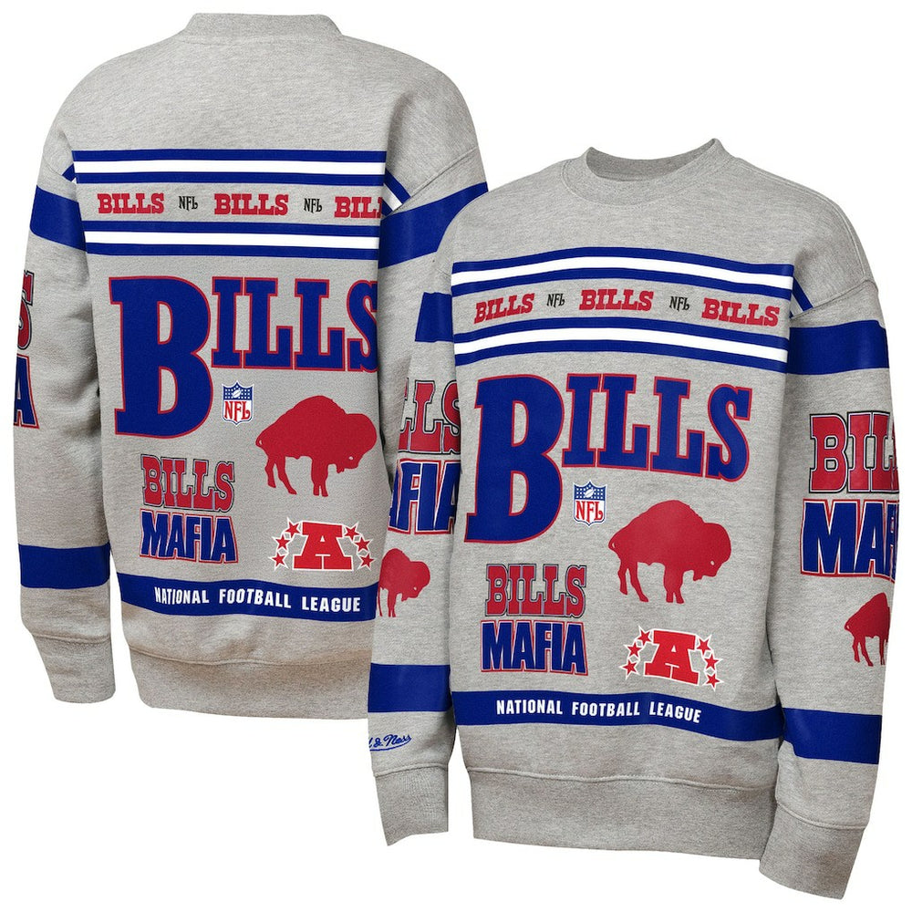 Youth Throwback All-Over Print Fleece Sweatshirt - Buffalo Bills