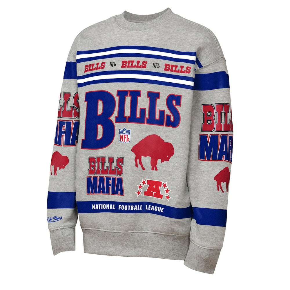 Youth Throwback All-Over Print Fleece Sweatshirt - Buffalo Bills
