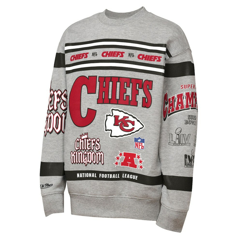 Youth Throwback All-Over Print Fleece Sweatshirt - Kansas City Chiefs