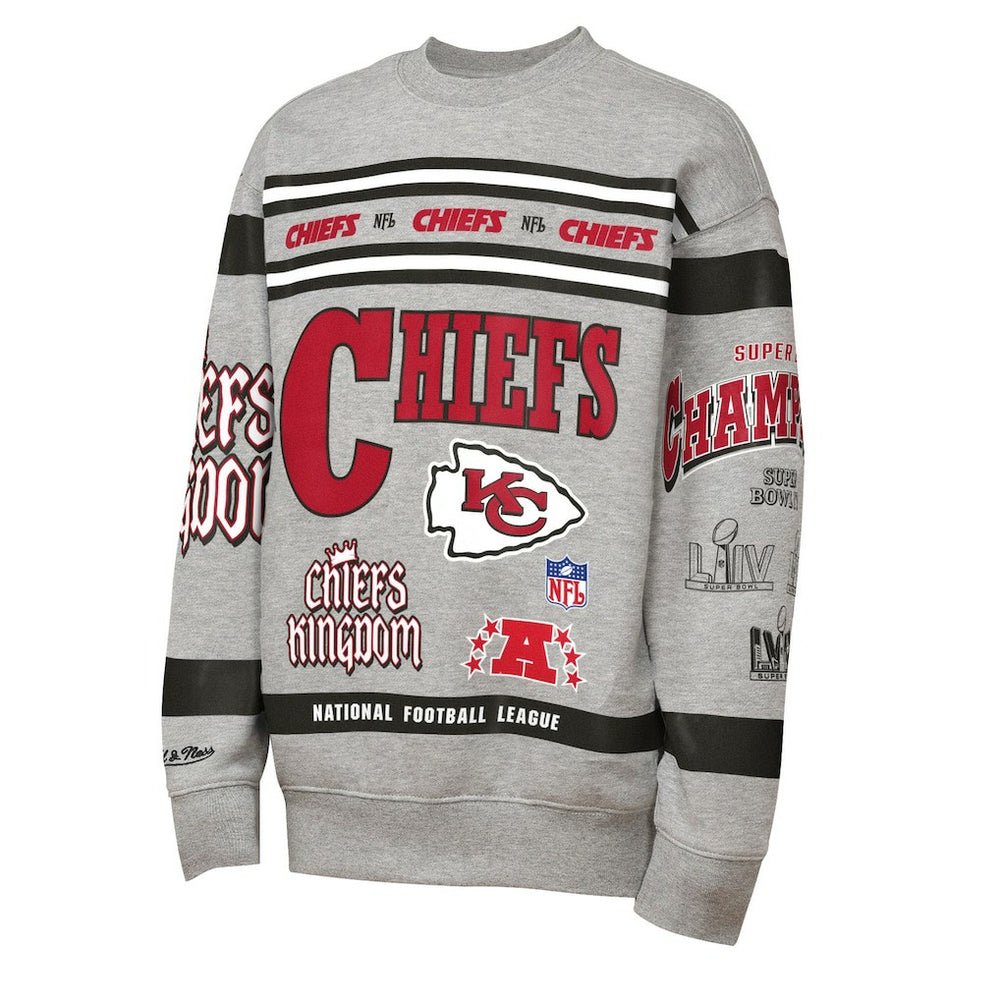 Youth Throwback All-Over Print Fleece Sweatshirt - Kansas City Chiefs