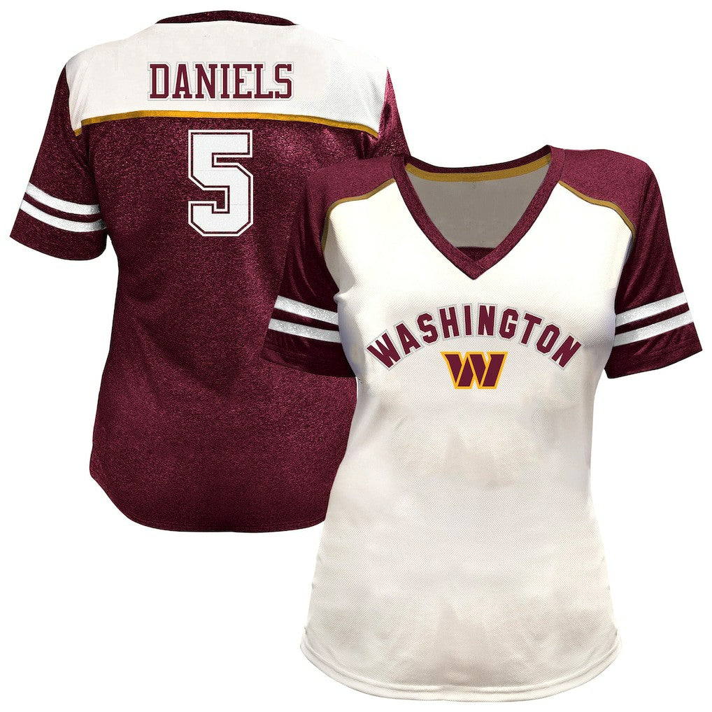 Jayden Daniels  Women's Plus Size Bling V-Neck T-Shirt - Washington Commanders