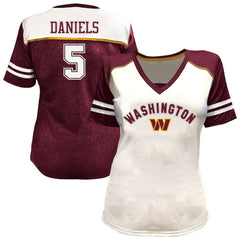 Jayden Daniels  Women's Plus Size Bling V-Neck T-Shirt - Washington Commanders