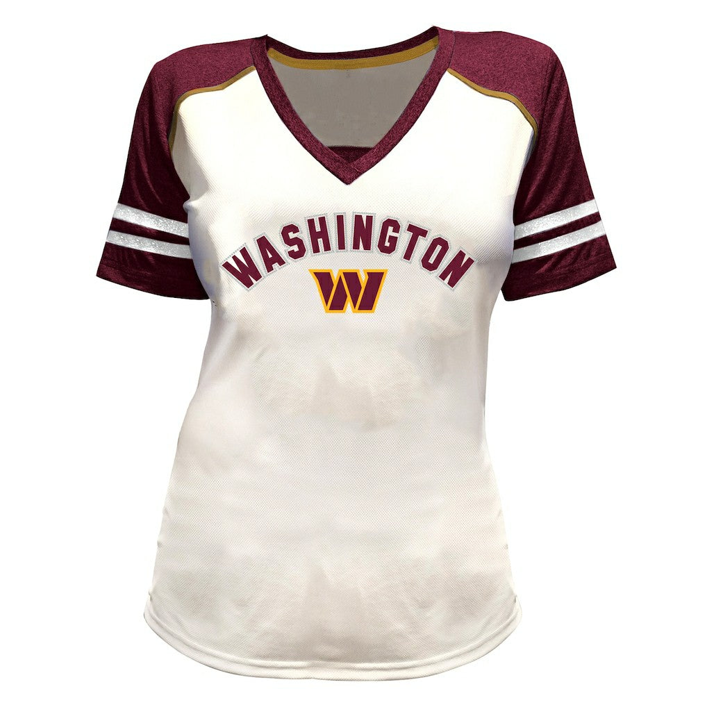 Jayden Daniels  Women's Plus Size Bling V-Neck T-Shirt - Washington Commanders
