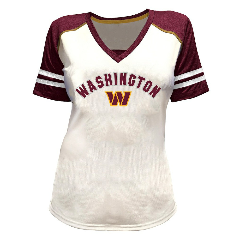 Jayden Daniels  Women's Plus Size Bling V-Neck T-Shirt - Washington Commanders