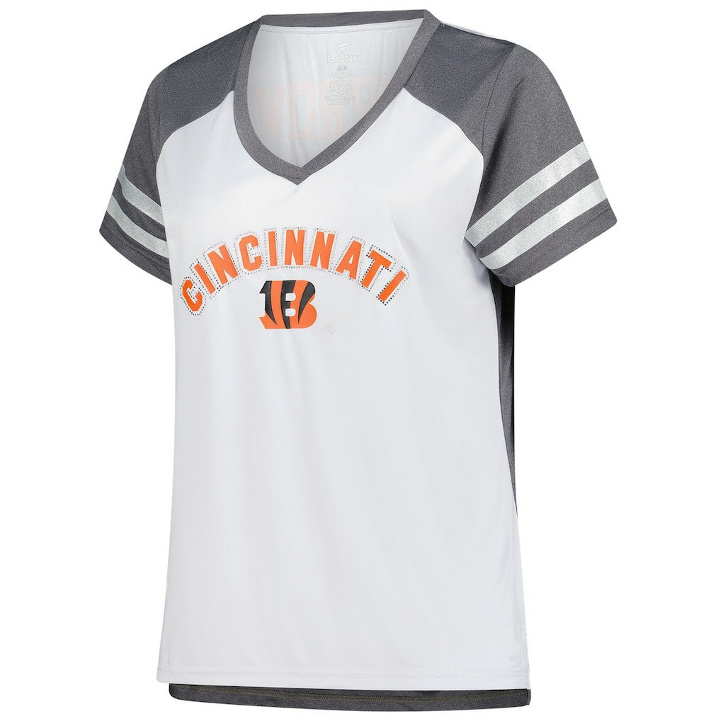 Joe Burrow  Women's Plus Size Bling V-Neck T-Shirt - Cincinnati Bengals