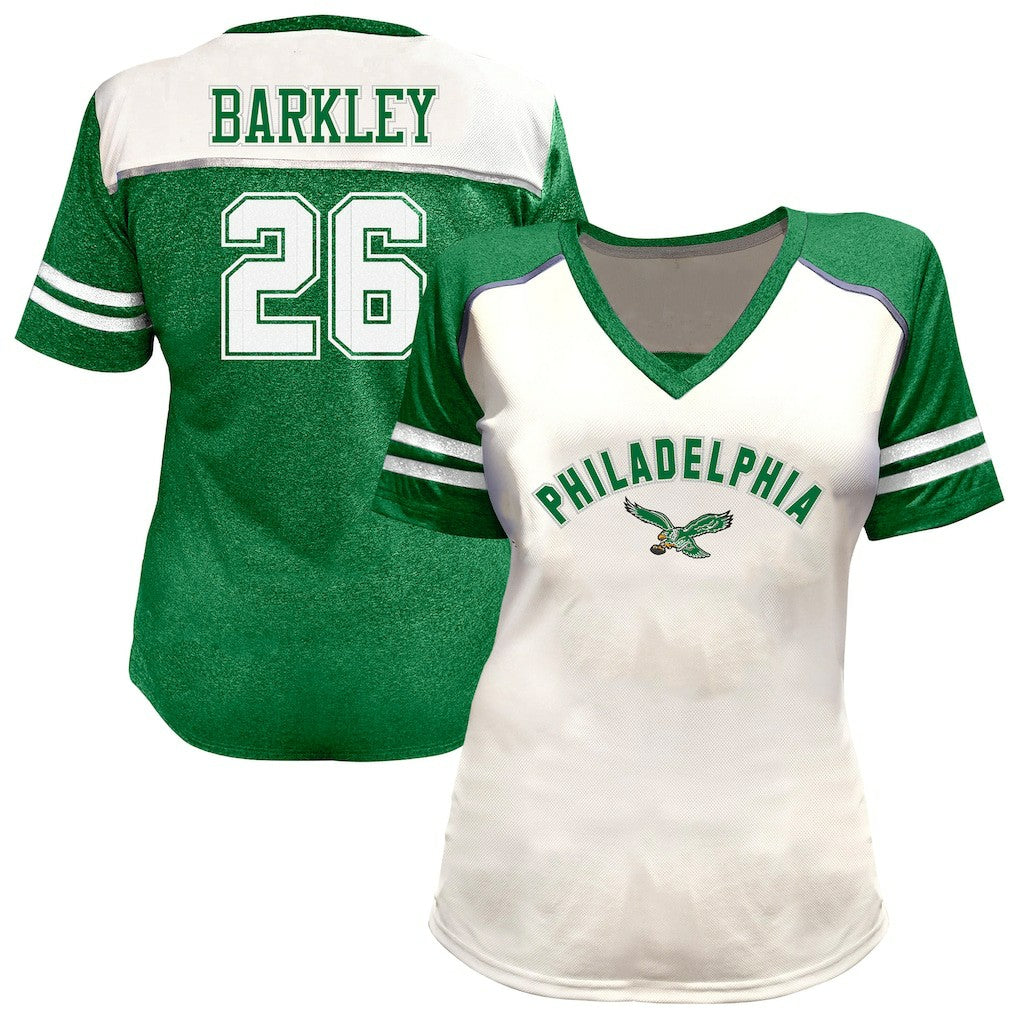Saquon Barkley  Women's Plus Size Bling V-Neck T-Shirt - Philadelphia Eagles