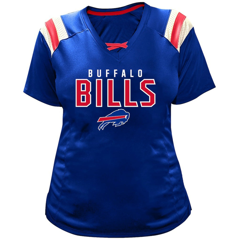 Josh Allen  Women's Plus Size Name & Number Raglan Lace V-Neck T-Shirt - Buffalo Bills