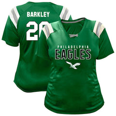 Saquon Barkley  Women's Plus Size Name & Number Raglan Lace V-Neck T-Shirt - Philadelphia Eagles
