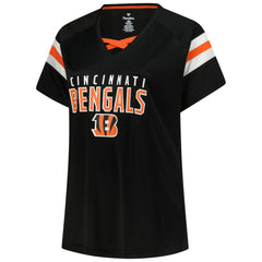 Joe Burrow  Women's Plus Size Name & Number Raglan Lace V-Neck T-Shirt - Cincinnati Bengals