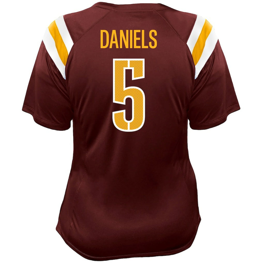 Jayden Daniels  Women's Plus Size Name & Number Raglan Lace V-Neck T-Shirt - Washington Commanders