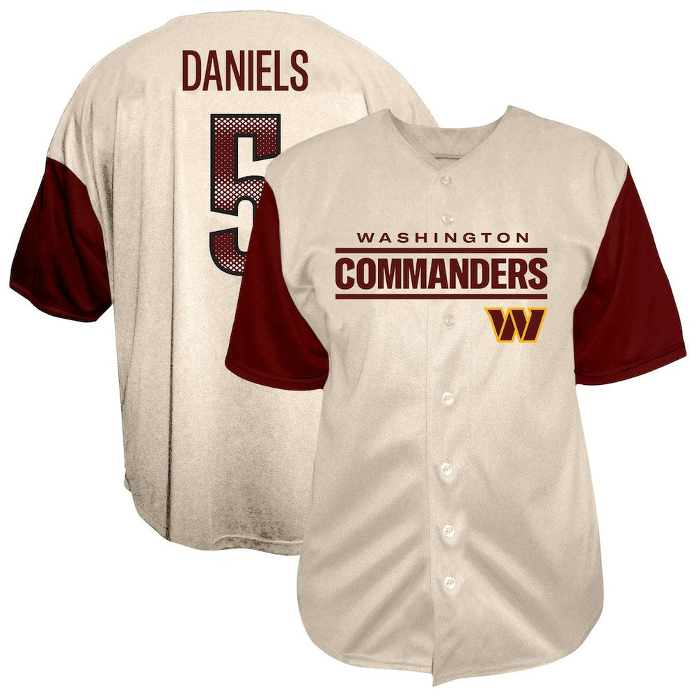 Jayden Daniels  Big & Tall Baseball Button-Up Shirt - Washington Commanders