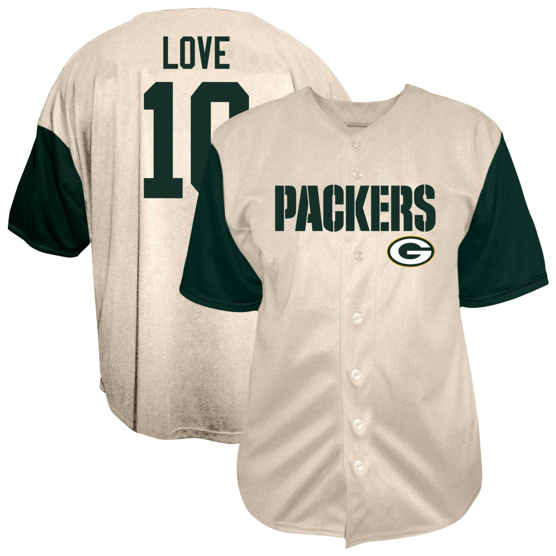 Jordan Love  Big & Tall Baseball Button-Up Shirt - Green Bay Packers