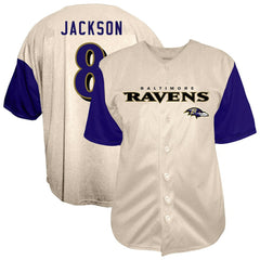 Lamar Jackson  Big & Tall Baseball Button-Up Shirt - Baltimore Ravens