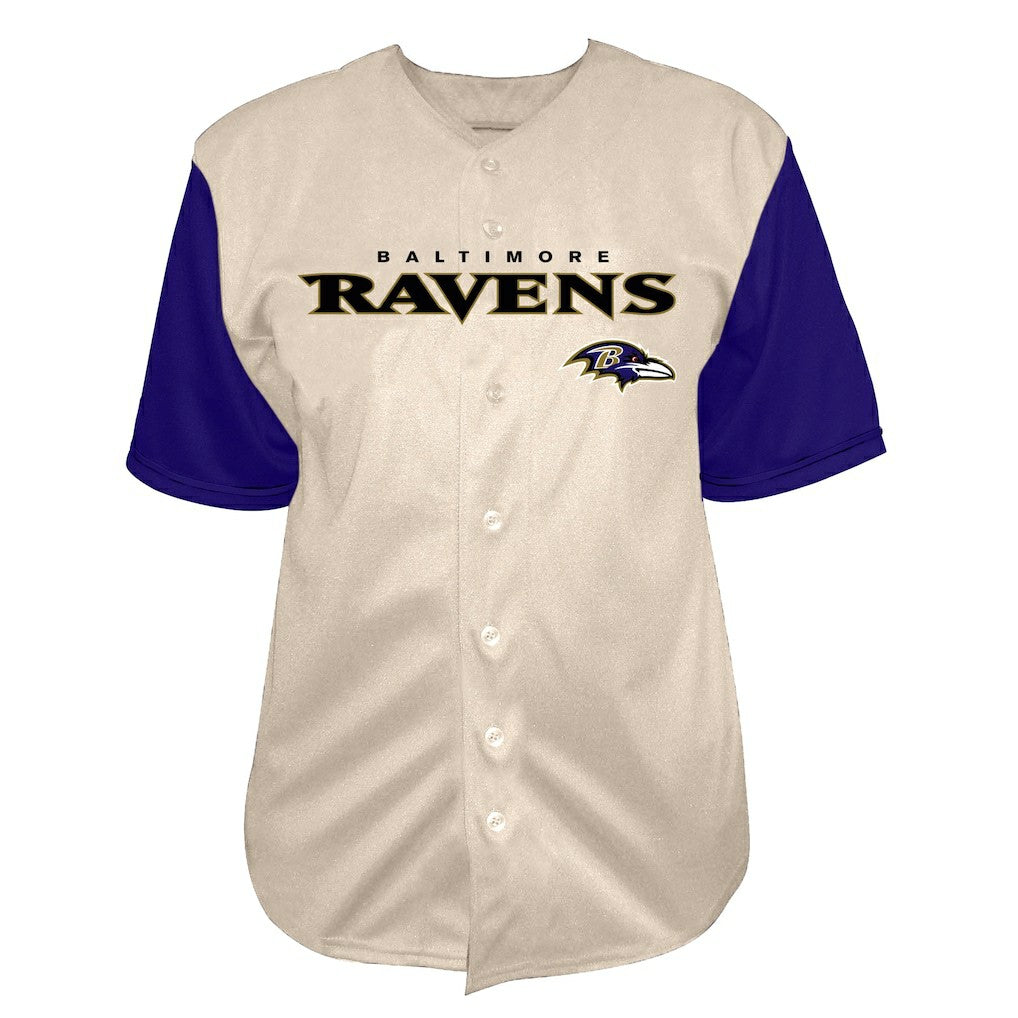 Lamar Jackson  Big & Tall Baseball Button-Up Shirt - Baltimore Ravens