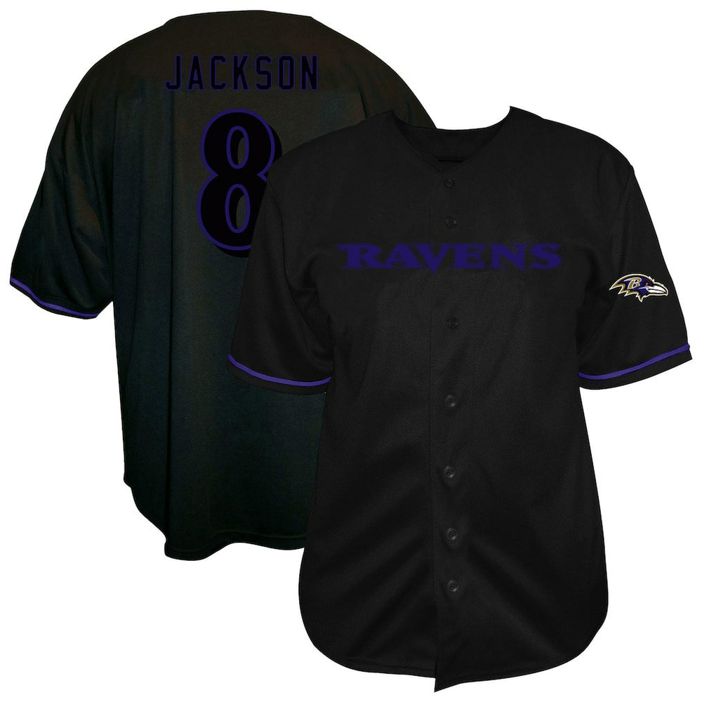 Lamar Jackson  Big & Tall Baseball Button-Up Shirt - Baltimore Ravens
