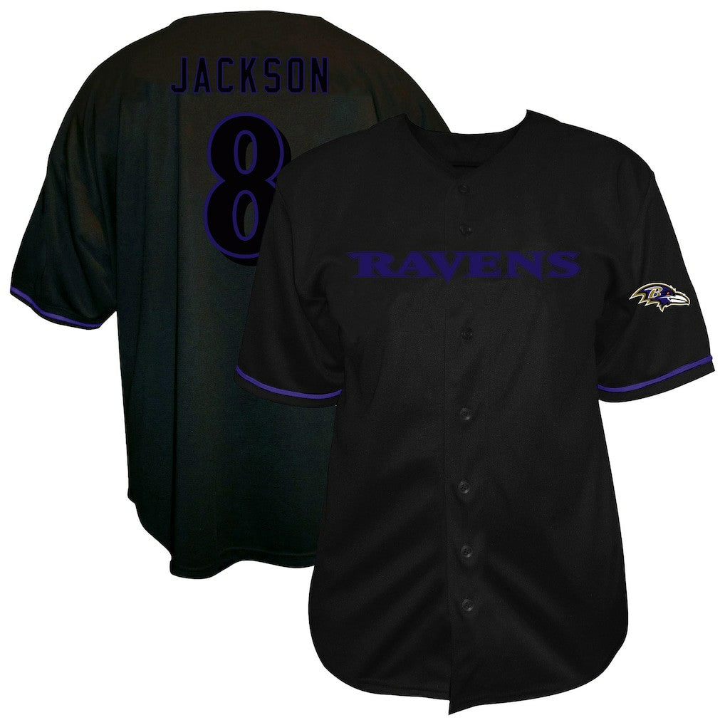 Lamar Jackson  Big & Tall Baseball Button-Up Shirt - Baltimore Ravens