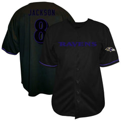 Lamar Jackson  Big & Tall Baseball Button-Up Shirt - Baltimore Ravens