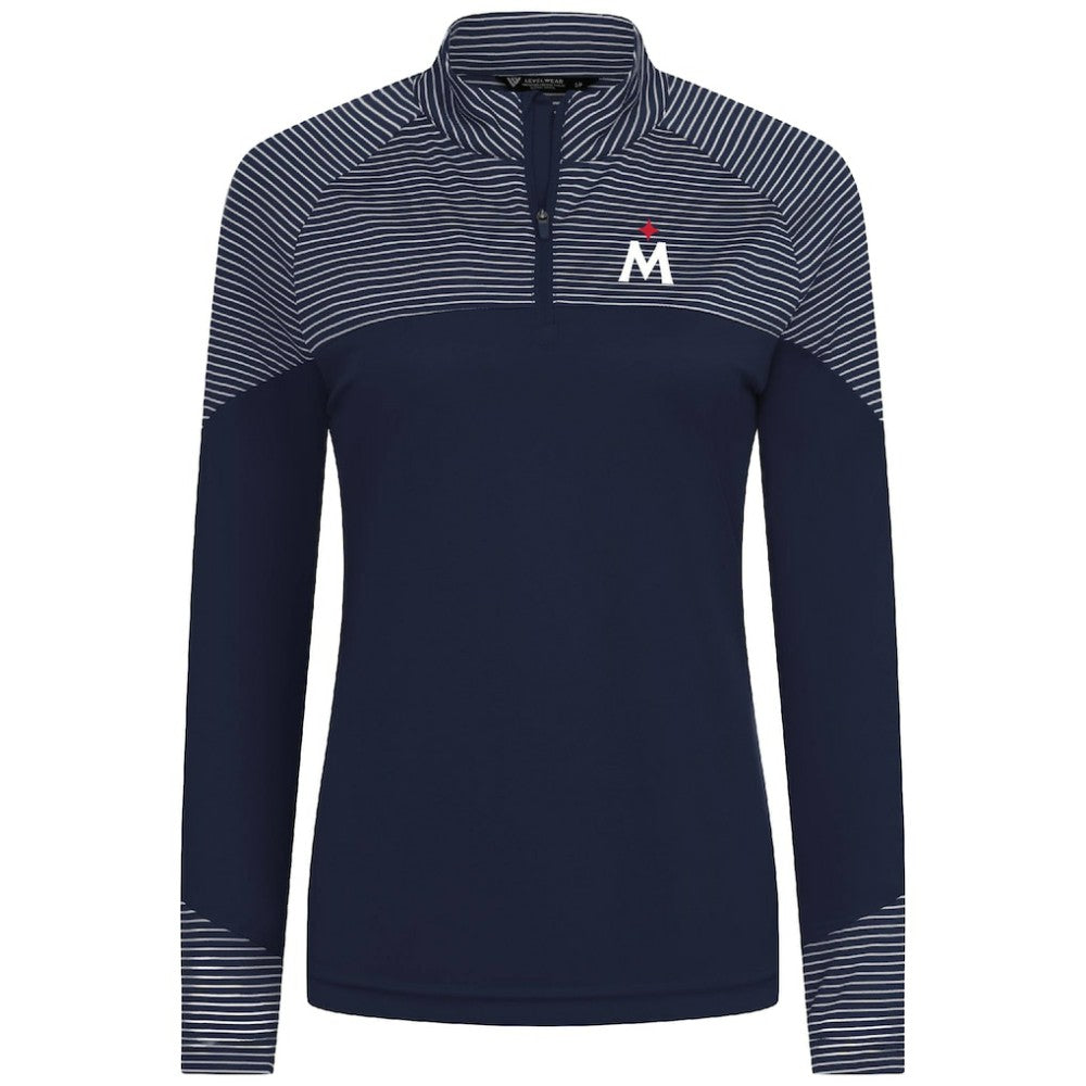 MLB Minnesota Twins Levelwear Women's Classic Stripes Insignia 2.0 Raglan Quarter-Zip Top