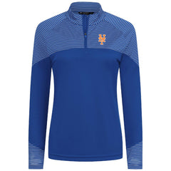 MLB New York Mets Levelwear Women's Classic Stripes Insignia 2.0 Raglan Quarter-Zip Top