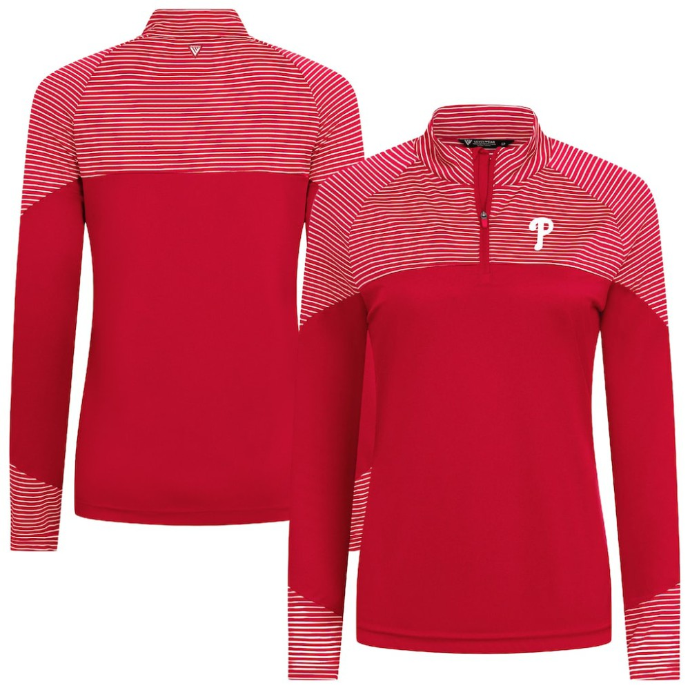 MLB Philadelphia Phillies Levelwear Women's Classic Stripes Insignia 2.0 Raglan Quarter-Zip Top
