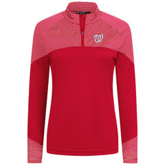 MLB Washington Nationals Levelwear Women's Classic Stripes Insignia 2.0 Raglan Quarter-Zip Top