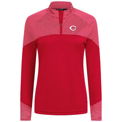 MLB Cincinnati Reds Levelwear Women's Classic Stripes Insignia 2.0 Raglan Quarter-Zip Top