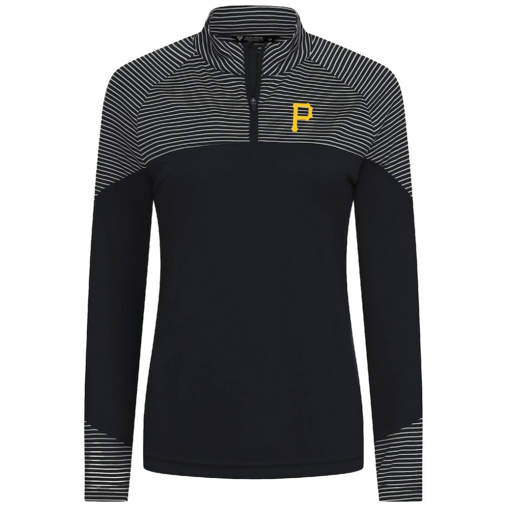 MLB Pittsburgh Pirates Levelwear Women's Classic Stripes Insignia 2.0 Raglan Quarter-Zip Top