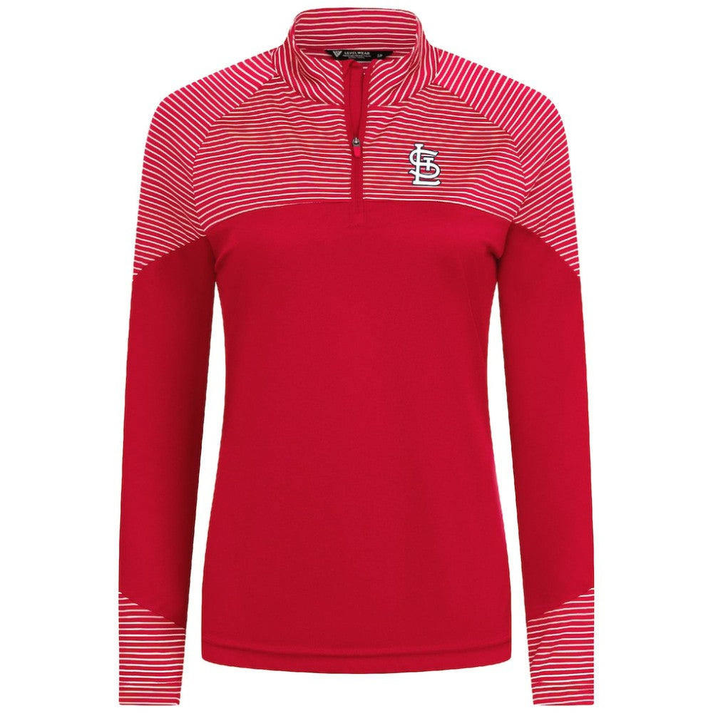 MLB St. Louis Cardinals Levelwear Women's Classic Stripes Insignia 2.0 Raglan Quarter-Zip Top