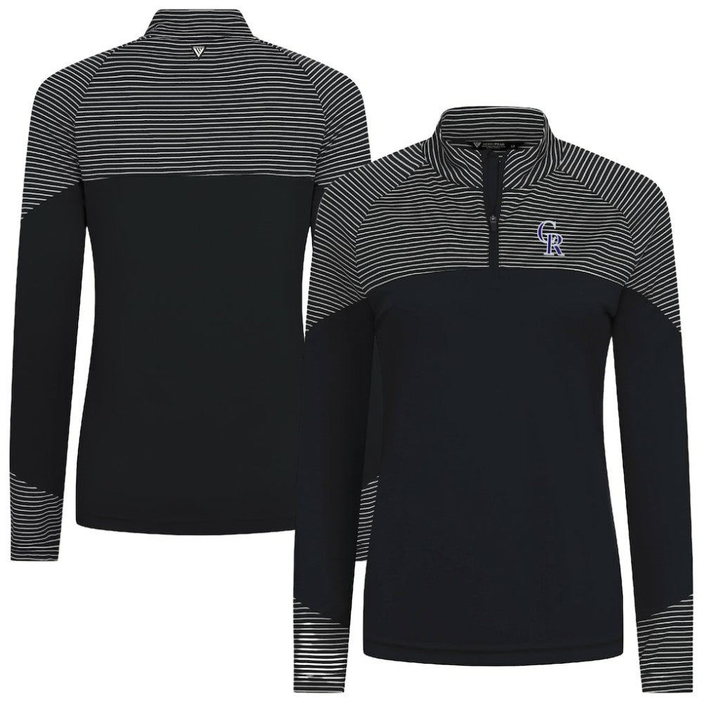 MLB Colorado Rockies Levelwear Women's Classic Stripes Insignia 2.0 Raglan Quarter-Zip Top