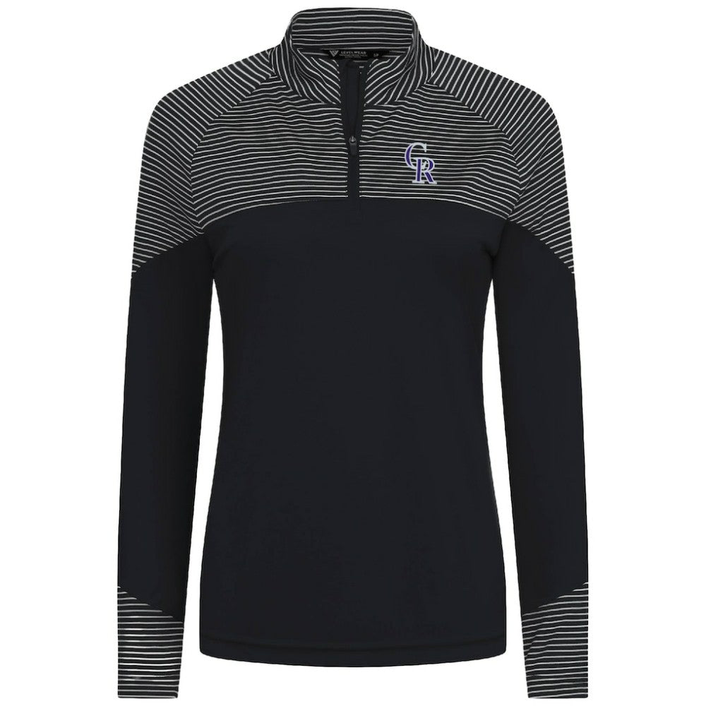 MLB Colorado Rockies Levelwear Women's Classic Stripes Insignia 2.0 Raglan Quarter-Zip Top