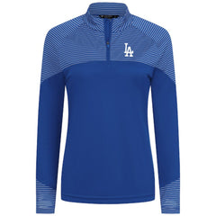 MLB Los Angeles Dodgers Levelwear Women's Classic Stripes Insignia 2.0 Raglan Quarter-Zip Top