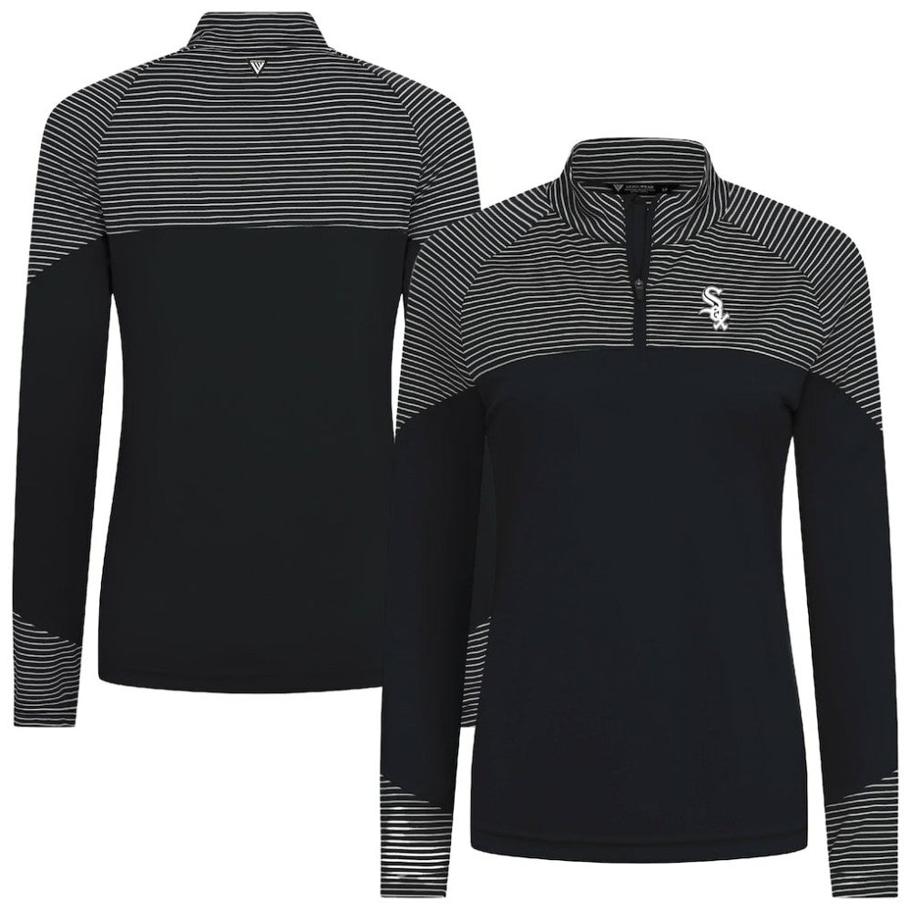 MLB Chicago White Sox Levelwear Women's Classic Stripes Insignia 2.0 Raglan Quarter-Zip Top
