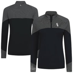 MLB Chicago White Sox Levelwear Women's Classic Stripes Insignia 2.0 Raglan Quarter-Zip Top