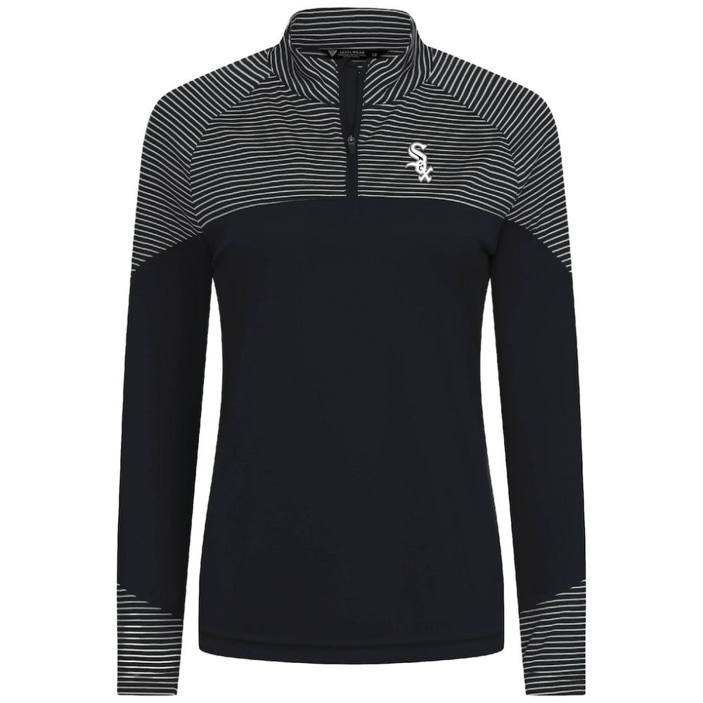 MLB Chicago White Sox Levelwear Women's Classic Stripes Insignia 2.0 Raglan Quarter-Zip Top