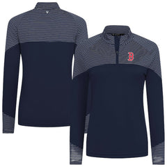 MLB Boston Red Sox Levelwear Women's Classic Stripes Insignia 2.0 Raglan Quarter-Zip Top