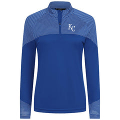 MLB Kansas City Royals Levelwear Women's Classic Stripes Insignia 2.0 Raglan Quarter-Zip Top