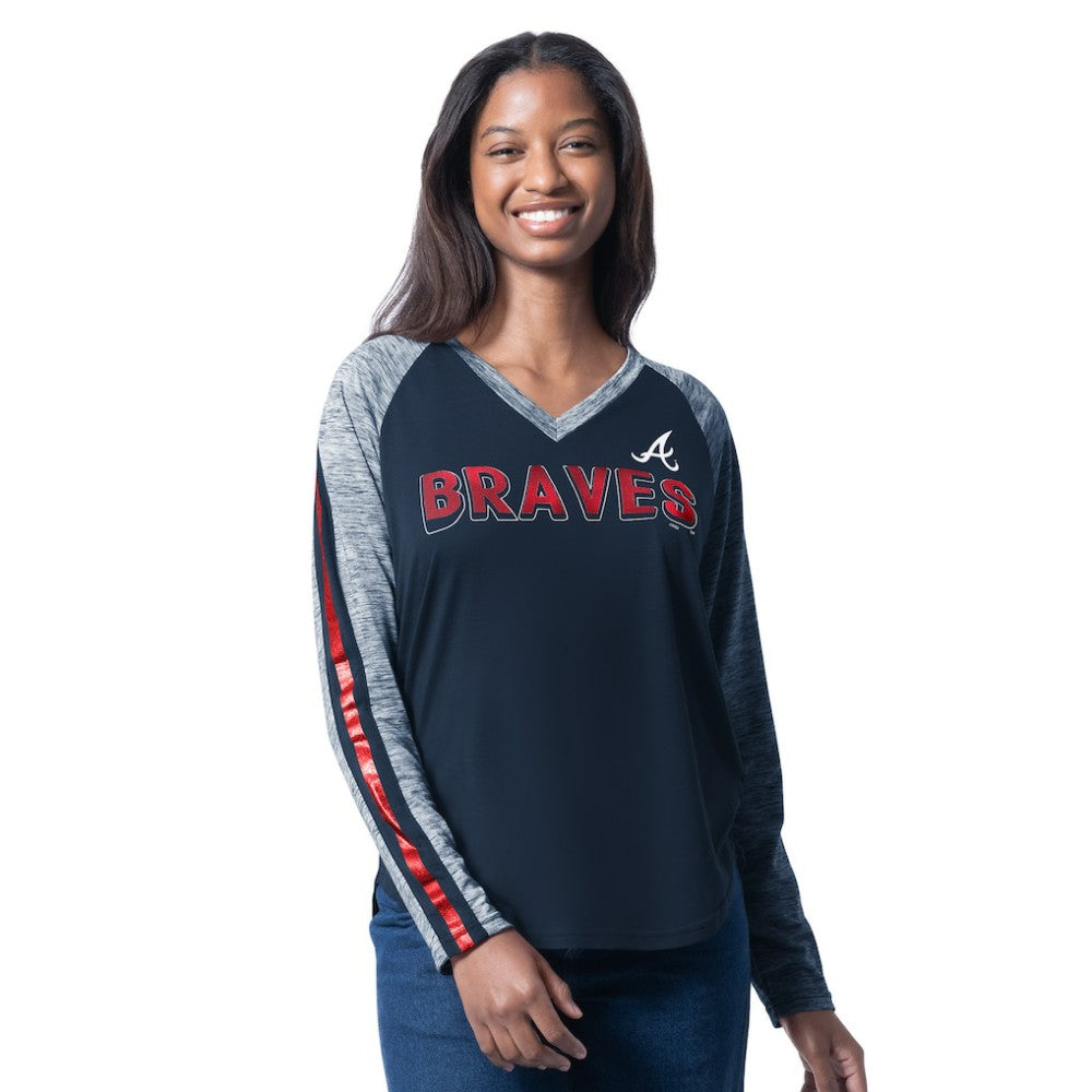 MLB Atlanta Braves G-III 4Her by Carl Banks Women's Top Dog Raglan Long Sleeve V-Neck T-Shirt
