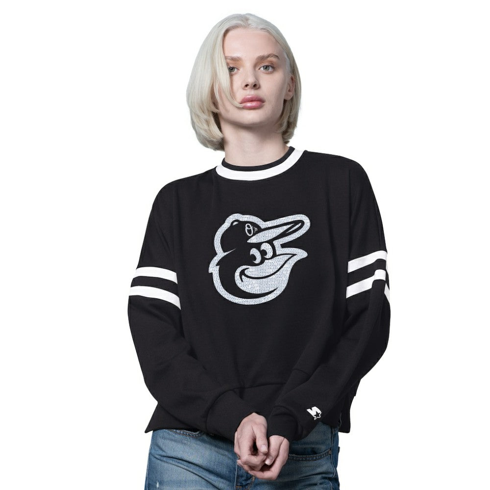 MLB Baltimore Orioles Starter Women's Rally Cropped Drop Shoulder Crewneck Sweatshirt