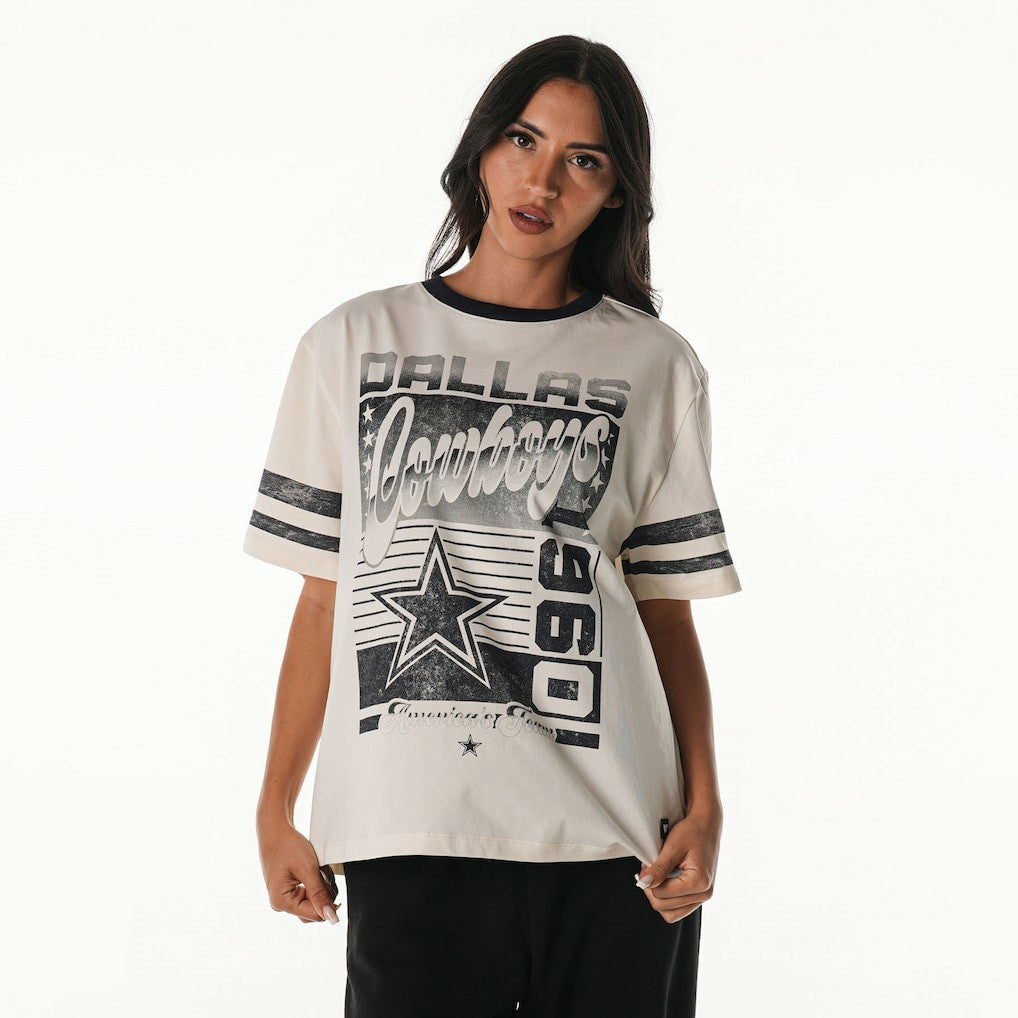 The Wild Collective Women's Vintage Drop Shoulder Oversized Boyfriend T-Shirt - Dallas Cowboys